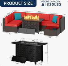 Load image into Gallery viewer, 7 pc Patio Set with Fire Table #2026-124
