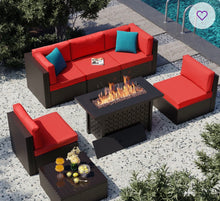 Load image into Gallery viewer, 7 pc Patio Set with Fire Table #2026-124
